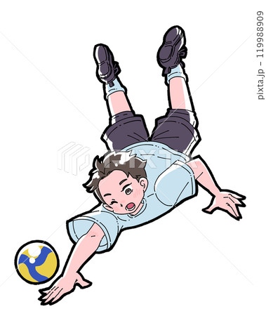 フライングレシーブをする男の子のイラスト 119988909