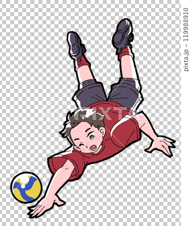 フライングレシーブをする男の子のイラスト 119988910