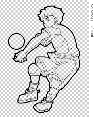 Illustration of a boy receiving the ball 119989125