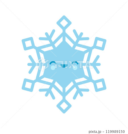 Cute blue Vector emoji Snowflake icon. Merry Christmas Cartoon Illustration for winter holiday invitation, greeting card, design Cute blue Vector emoji Snowflake icon. Merry Christmas Cartoon Illustration for winter holiday invitation, greeting card, design 119989150