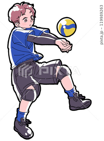 レシーブをする男の子のイラスト 119989263
