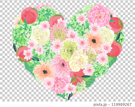 華麗的粉紅色心形花束 119989267