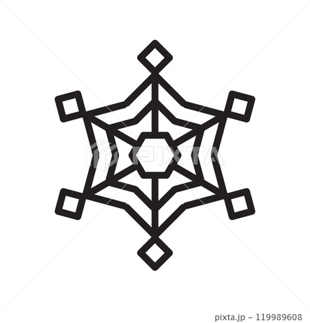 Minimalist Christmas snowflake icon winter showing eight-fold radial symmetry 119989608