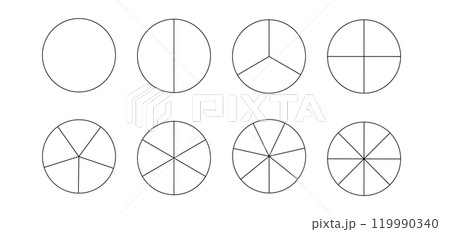 Chart with segments. Wheel division into sections, shape sectors. Vector infographic 119990340