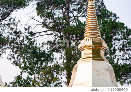 Wat Phra That Doi Tung, a famous Temple and Buddhism place. It's settled on the mountain in Chiang Rai province, north of Thailand. Wat Phra That Doi Tung, a famous Temple and Buddhism place. It's settled on the mountain in Chiang Rai province, north of Thailand. 119990400
