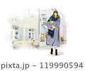 美しい街並みを歩く女性 119990594