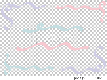 Girly ribbon frame set. Vector data. 119990659
