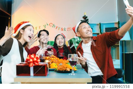 social gathering and get together at Christmas. 119991558