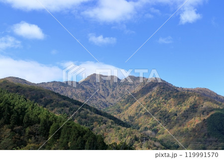 三嶺の山容を眺める　奥祖谷道中　(徳島県　東祖谷） 119991570