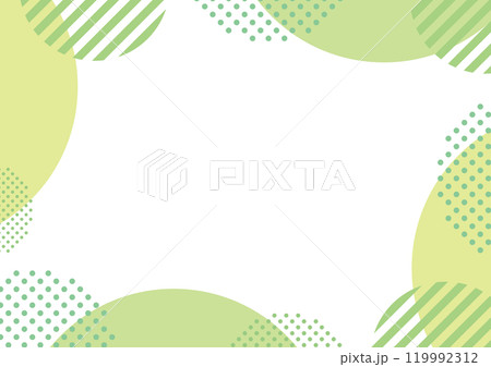 水玉　フレーム　黄緑　幾何学	 119992312