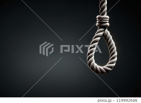 rope hanging with a noose, suicide by hanging concept 119992686