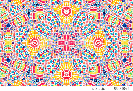 Background with bright colorful mosaic pattern, abstract concentric pattern 119993066