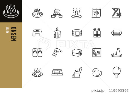 温泉のシンプルなアイコンセット 119993595