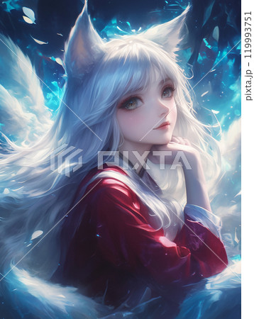 幻想的な狐耳美少女と白い羽の儚い魅力 119993751