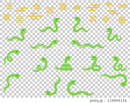 青蛇和日本圖案裝飾插圖集 青蛇和日本圖案裝飾插圖集 119994116
