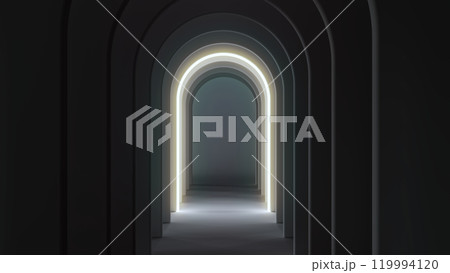 Futuristic Hallway 3D Rendering 119994120