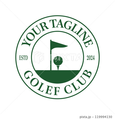 Green Emblem with Flag and Golf Ball Perfect for Golf Clubs, Sports Associations, and Tournament Branding 119994130