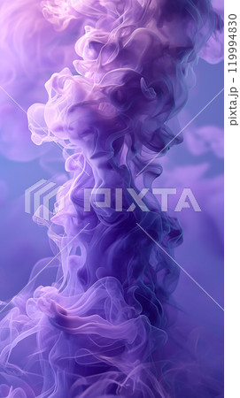 Ethereal purple smoke swirling in air, dramatic abstract background, wallpaper. Generative AI 119994830