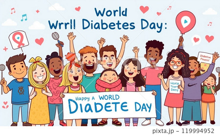 cartoon design celebrate for  world diabetes day 119994952