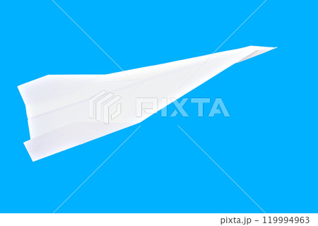 White paper plane isolated on blue background White paper plane isolated on blue background 119994963