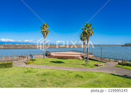 焼津市の親水公園ふぃしゅーな展望台から見た風景(静岡県) 119995245