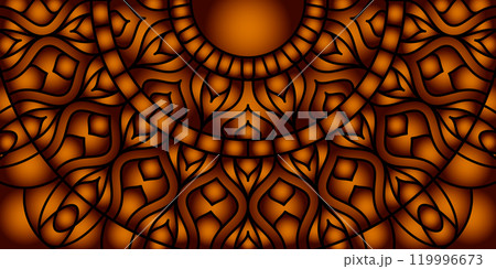 Colorful gradient ornament. A background with a symmetrical pattern. There is a template for interior decoration, screensavers, covers and the implementation of a creative idea 119996673