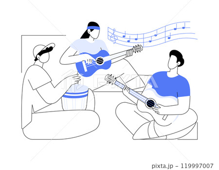 Jamming with friends isolated cartoon vector illustrations. Jamming with friends isolated cartoon vector illustrations. 119997007