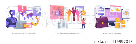 AI in Public Services abstract concept vector illustrations. 119997017