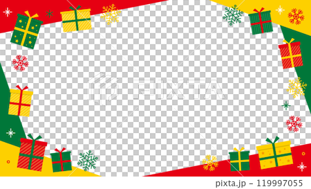 Christmas present frame, snowflake, colorful, red, yellow, green 119997055