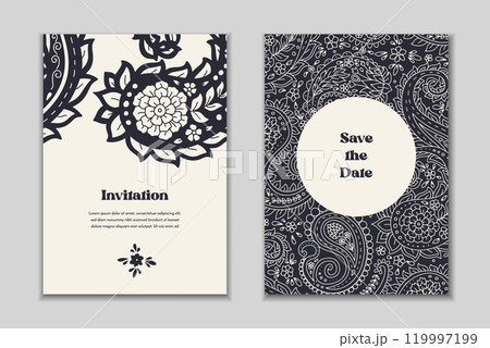 Two greeting cards set with paisley motifs Two greeting cards set with paisley motifs 119997199