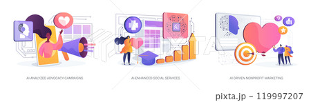 AI in volunteer organizations abstract concept vector illustrations. 119997207