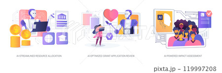 AI in Nonprofit and Social Impact abstract concept vector illustrations. AI in Nonprofit and Social Impact abstract concept vector illustrations. 119997208