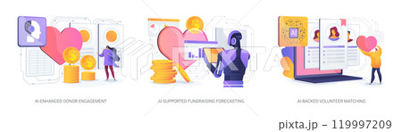 AI for Nonprofit Organizations abstract concept vector illustrations. 119997209
