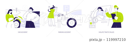 Road traffic accident abstract concept vector illustrations. Road traffic accident abstract concept vector illustrations. 119997210