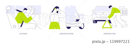 Road accident abstract concept vector illustrations. 119997221