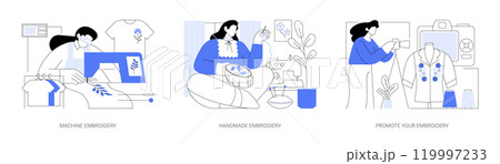 Custom embroidery isolated cartoon vector illustrations se Custom embroidery isolated cartoon vector illustrations se 119997233