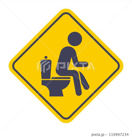 Black icon man sitting on toilet. Black icon man sitting on toilet. 119997234