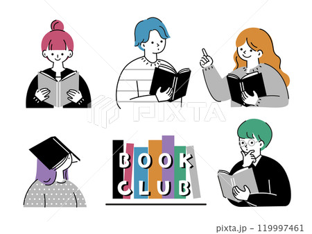 本を読む若い男女 本を読む若い男女 119997461