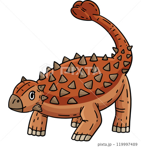 Dinosaur Ankylosaurus Cartoon Colored Clipart  119997489