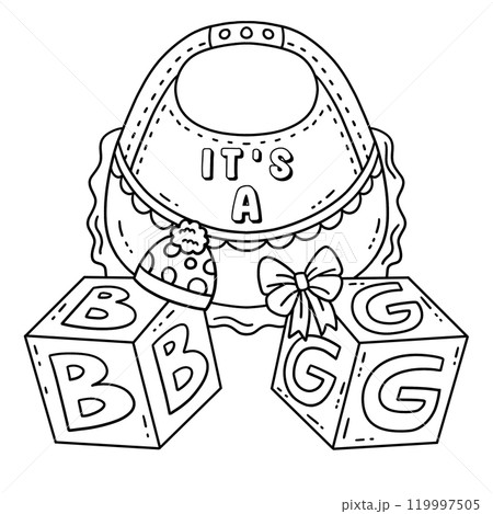 Baby Shower Its A, B or G Isolated Coloring Page Baby Shower Its A, B or G Isolated Coloring Page 119997505