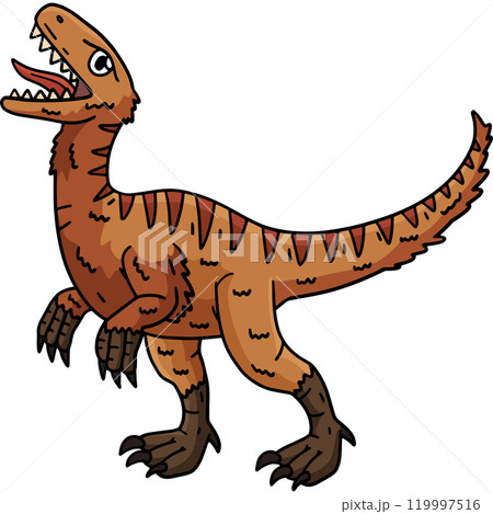 Dinosaur Velociraptor Cartoon Colored Clipart 119997516