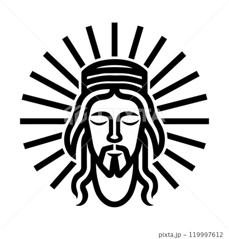 god icon or modern line symbol. Vector line art and icon design with bold outline. Black and white Pixel Perfect minimalistic symbol isolated white background. Silhouette simple thin sign 119997612
