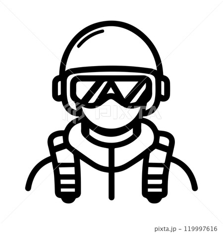 pilot icon or modern line symbol. Vector line art and icon design with bold outline. Black and white Pixel Perfect minimalistic symbol isolated white background. Silhouette simple thin sign 119997616