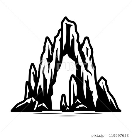 cave icon or modern line symbol. Vector line art and icon design with bold outline. Black and white Pixel Perfect minimalistic symbol isolated white background. Silhouette simple thin sign cave icon or modern line symbol. Vector line art and icon design with bold outline. Black and white Pixel Perfect minimalistic symbol isolated white background. Silhouette simple thin sign 119997638