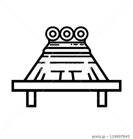conveyor icon or modern line symbol. Vector line art and icon design with bold outline. Black and white Pixel Perfect minimalistic symbol isolated white background. Silhouette simple thin sign 119997645