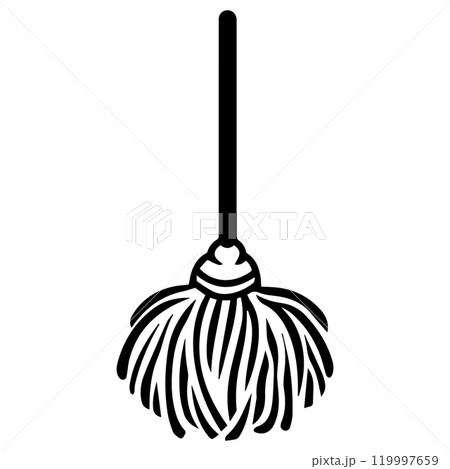 mop icon or modern line symbol. Vector line art and icon design with bold outline. Black and white Pixel Perfect minimalistic symbol isolated white background. Silhouette simple thin sign 119997659
