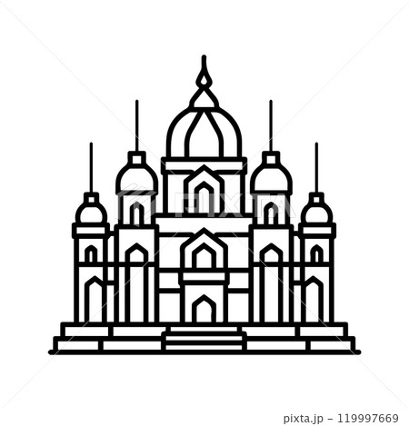 temple icon or modern line symbol. Vector line art and icon design with bold outline. Black and white Pixel Perfect minimalistic symbol isolated white background. Silhouette simple thin sign 119997669