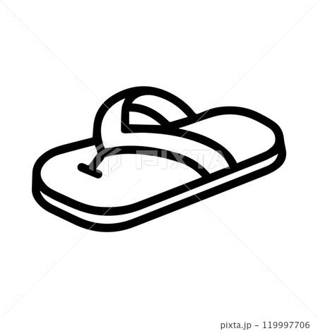 slipper icon or modern line symbol. Vector line art and icon design with bold outline. Black and white Pixel Perfect minimalistic symbol isolated white background. Silhouette simple thin sign 119997706