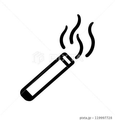 cigarette butt icon or modern line symbol. Vector line art and icon design with bold outline. Black and white Pixel Perfect minimalistic symbol isolated white background. Silhouette simple thin sign 119997728