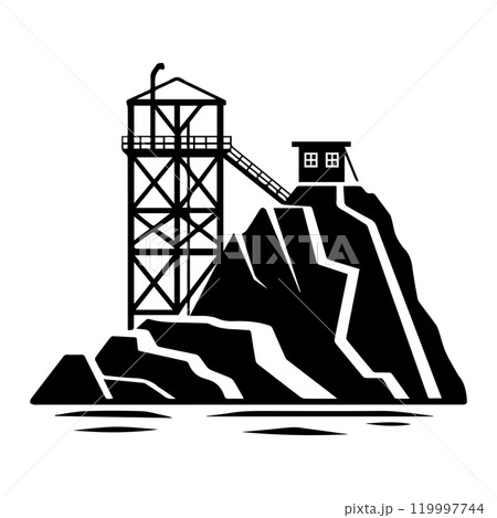 quarry icon or modern line symbol. Vector line art and icon design with bold outline. Black and white Pixel Perfect minimalistic symbol isolated white background. Silhouette simple thin sign 119997744